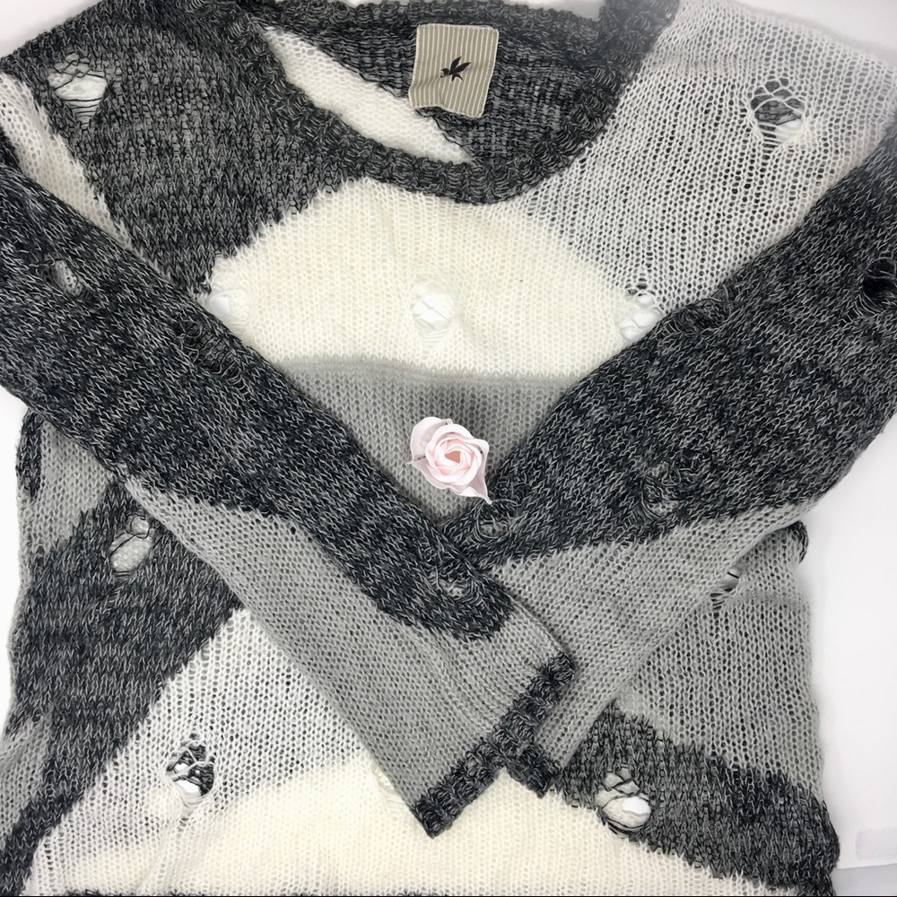 One Teaspoon “Watching Me Fall” Distressed Sweater